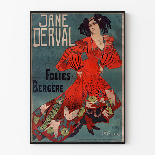 Vintage Poster Jane Derval Folies Bergère Wall Decoration
