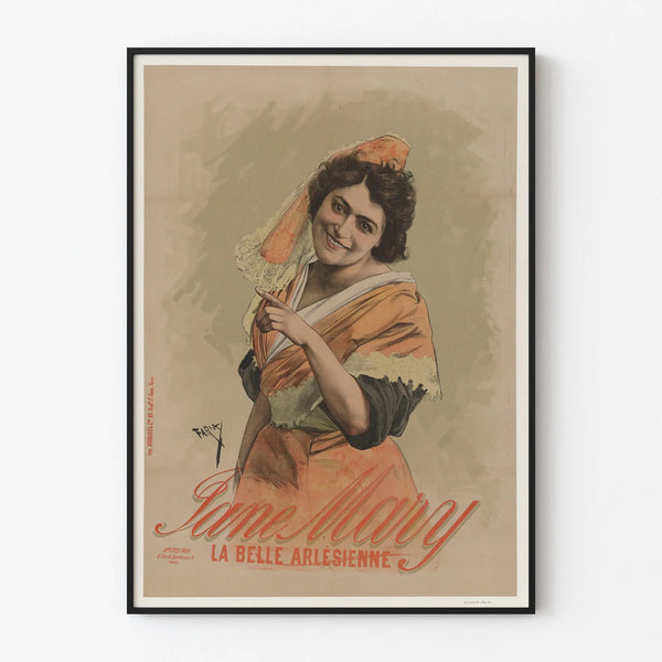 Vintage poster Jane Mary The Beautiful Arlésienne for wall decoration