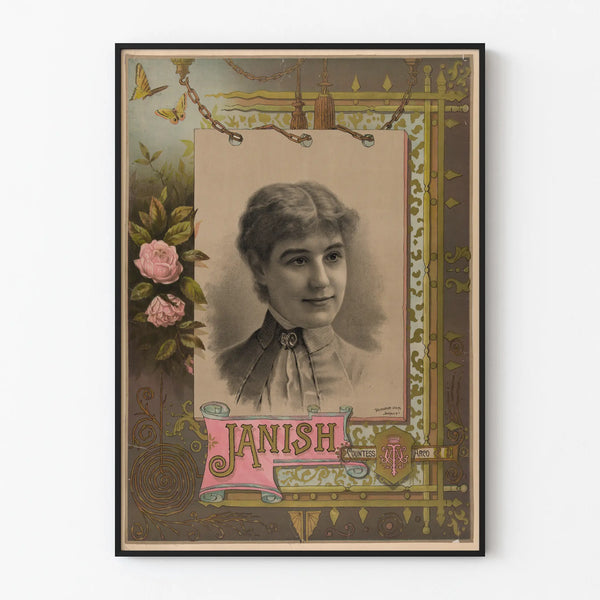 Vintage decorative poster of a female portrait Janish Countess Arco