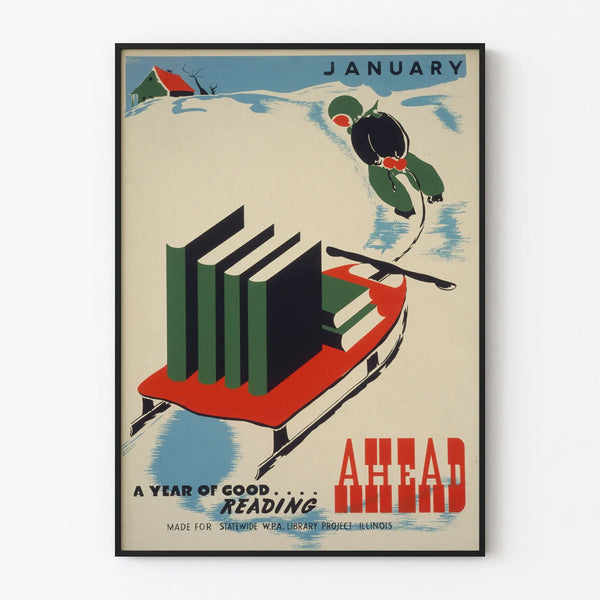 Vintage wall poster 'January - A Year of Good Reading Ahead'