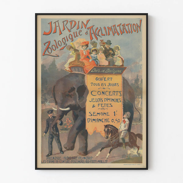Vintage poster of the Jardin Zoologique d'Acclimatation in Bois de Boulogne