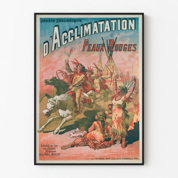 Vintage poster of the Botanical Garden of the Acclimatization Zoological Park with Native Americans