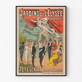 Vintage poster of the Gardens of the Élysée Montmartre - Night dance and celebration