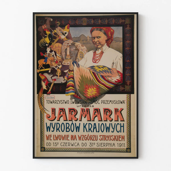 Vintage Polish craft market poster 1911 wall decoration
