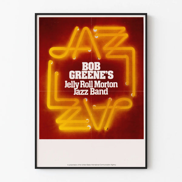 Vintage neon poster Jazz Bob Greene's Jelly Roll Morton Jazz Band