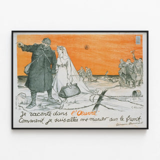 Vintage War Poster - Wedding at the Front — framed artwork on a wall