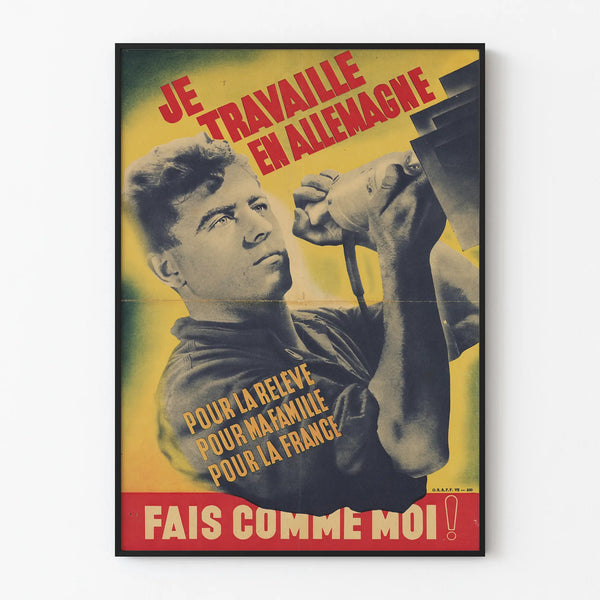 Vintage poster I work in Germany - Retro decorative poster