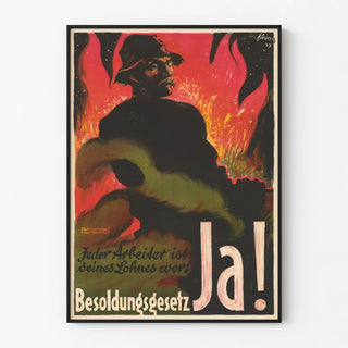 German vintage poster on the value of work and compensation