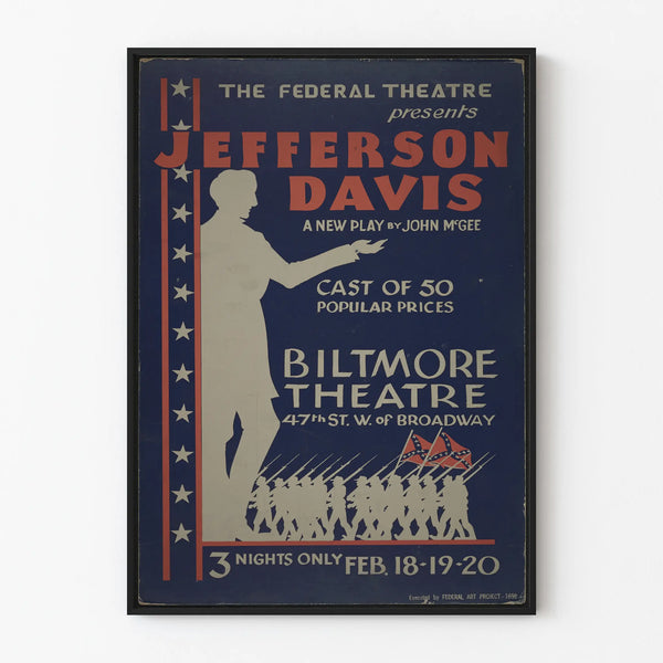 Vintage Jefferson Davis theater poster - Artistic wall decoration