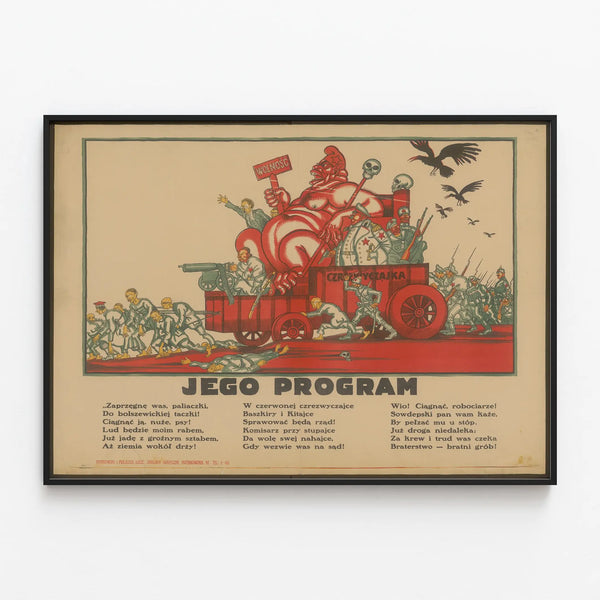 Vintage Polish Political Propaganda Poster — framed artwork on a wall
