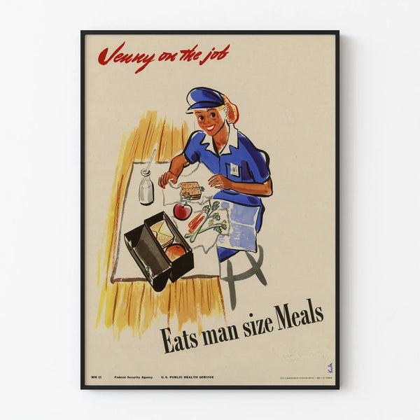 Vintage Jenny on the Job poster with hearty meal