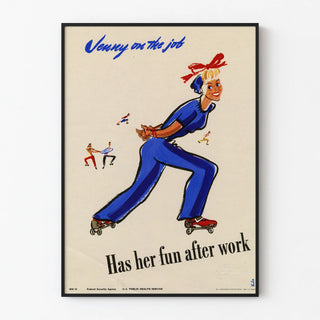 Vintage Poster Jenny on the Job on Roller Skates