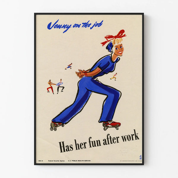 Vintage Poster Jenny on the Job on Roller Skates