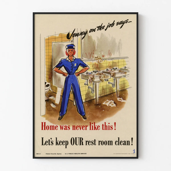 Vintage poster promoting toilet cleanliness
