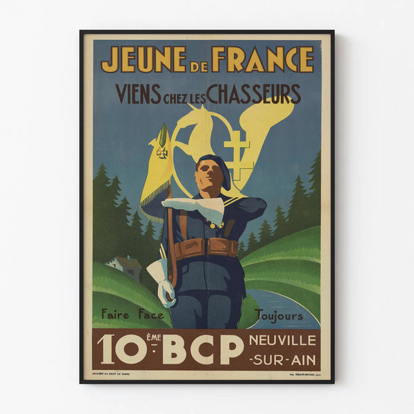Vintage Military Poster Young of France 10th BCP Neuville-sur-Ain