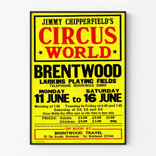 Vintage Circus World Poster - Jimmy Chipperfield in Brentwood