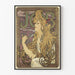 Decorative Art Nouveau poster with stylized woman and golden motifs