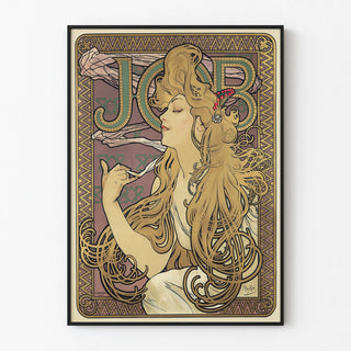Decorative Art Nouveau poster with stylized woman and golden motifs
