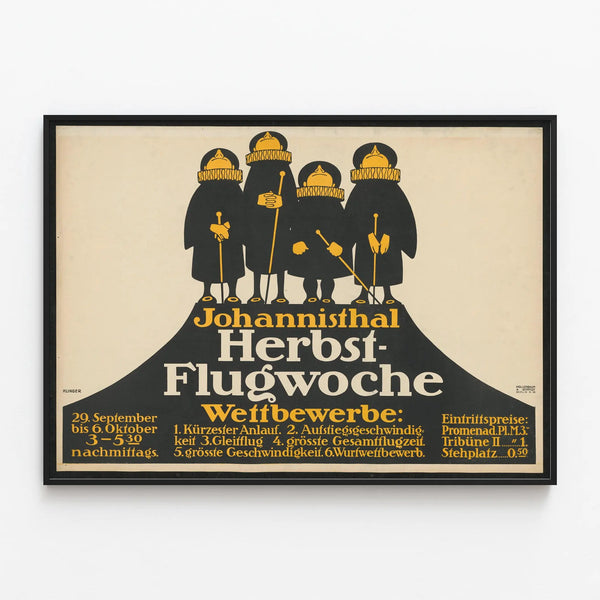 Vintage Johannisthal Autumn Flight Week Poster - Retro Wall Decoration — framed artwork on a wall