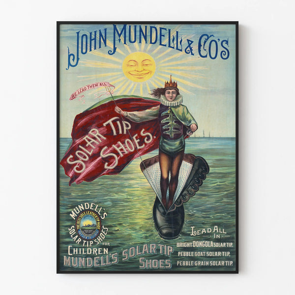 Vintage poster John Mundell & Co's Solar Tip Shoes wall decoration