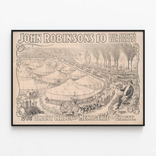 John Robinson Circus Poster - 75th Anniversary of the Oldest Circus and Menagerie — framed artwork on a wall