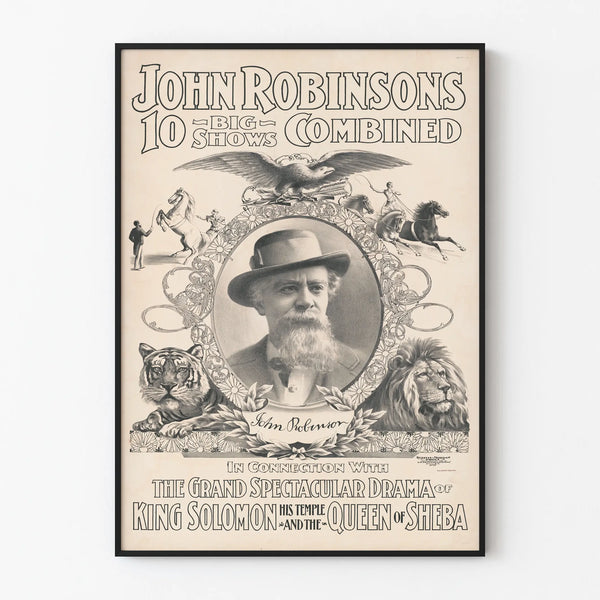 Vintage poster John Robinsons 10 Big Shows King Solomon and the Queen of Sheba