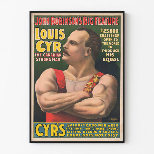 Vintage Louis Cyr poster, the Canadian strongman – Retro wall decoration