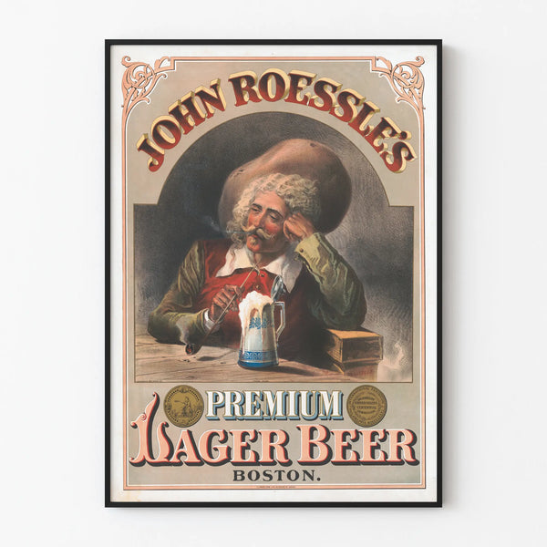 Vintage Poster John Roessle's Premium Lager Beer Boston