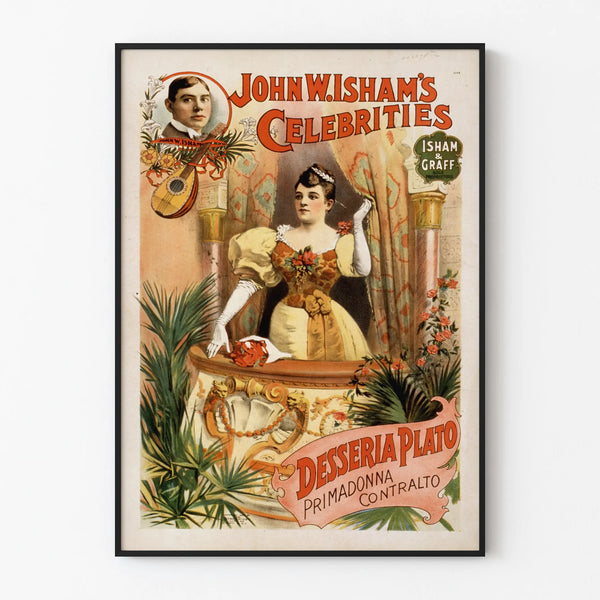 Vintage poster John W. Ishams Celebrities – Retro wall decoration