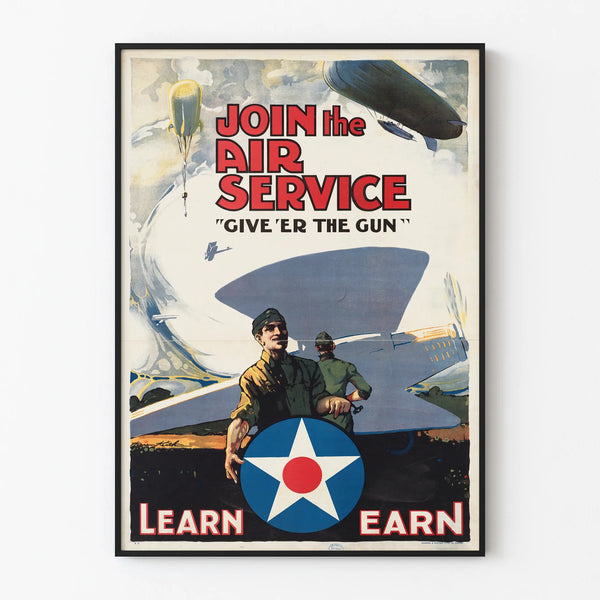 Vintage Air Service recruitment poster for wall decoration