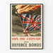 Vintage patriotic poster Union Jack - Purchase Defense Bonds