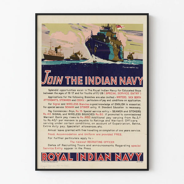 Vintage Poster Join The Indian Navy Wall Decoration