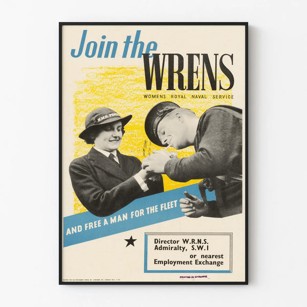 Vintage recruitment poster of WRENS Women's Royal Naval Service