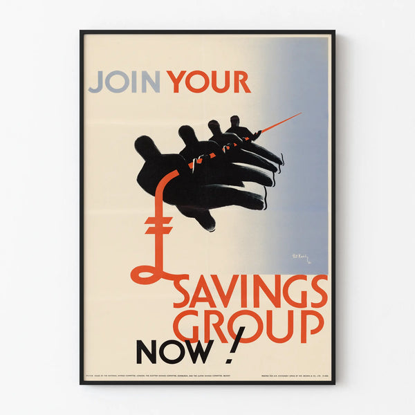 Vintage poster Join Your Savings Group Now for wall decoration