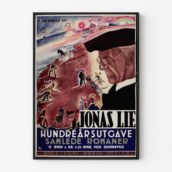 Vintage poster Jonas Lie - Norwegian novelist collection