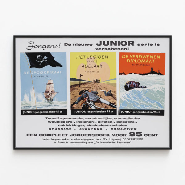 Vintage Poster Series Junior Adventure and Exploration — framed artwork on a wall