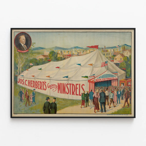 Vintage Poster Jos. C. Herbert's Greater Minstrels — framed artwork on a wall