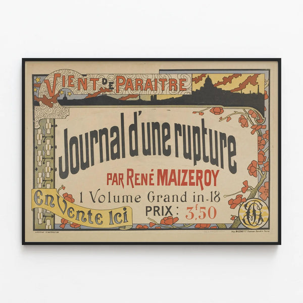 Vintage Poster Journal of a Breakup René Maizeroy — framed artwork on a wall