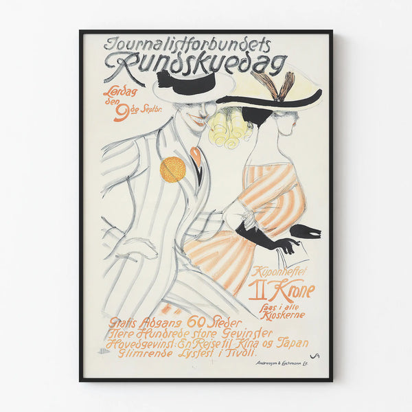 Vintage Poster Journalist Rundskuédag 1900s Elegant Wall Decoration