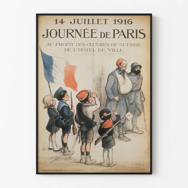 Vintage Poster of July 14, 1916, Paris Day – War Works