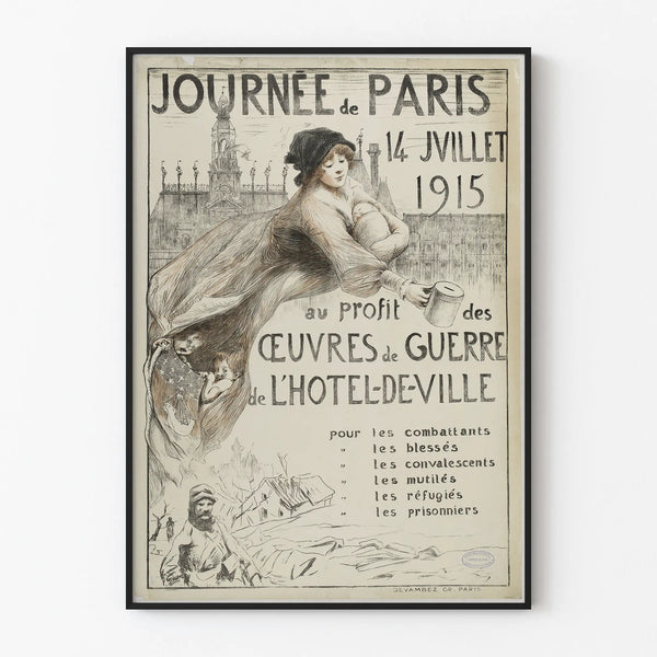 Vintage poster of Bastille Day July 14, 1915 – War works Hôtel de Ville