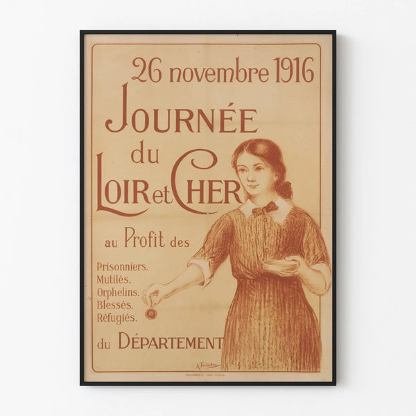 Vintage Poster of Loir-et-Cher Day 1916 Historical Wall Decoration