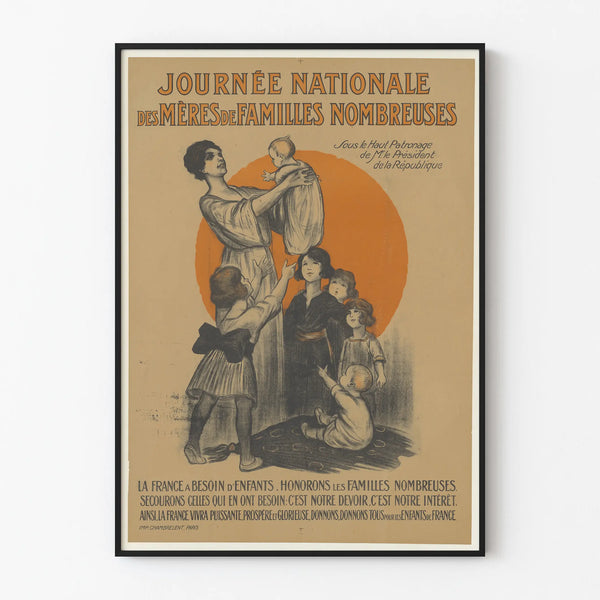 Vintage poster for the National Day of Large Families Mothers