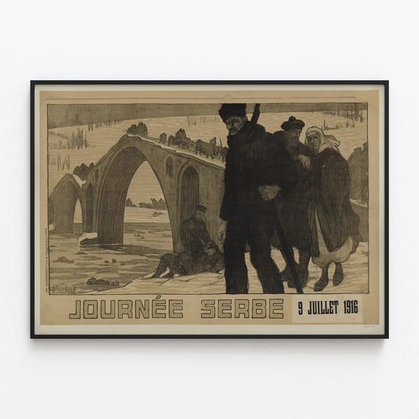Historical Serbian Day Poster July 9, 1916 - Vintage Wall Decoration — framed artwork on a wall