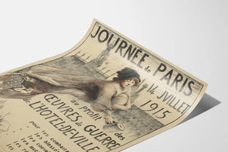 Vintage Poster of the Paris Day, July 14, 1915, War Works