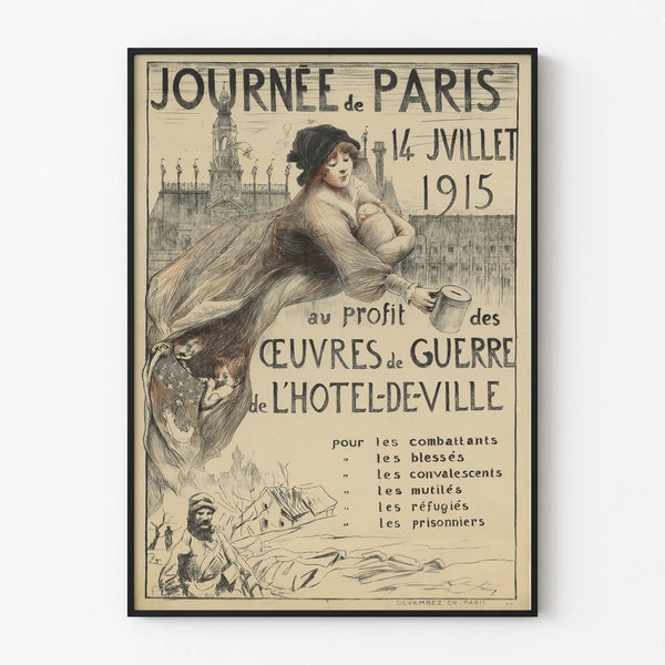 Vintage Poster of the Paris Day, July 14, 1915, War Works