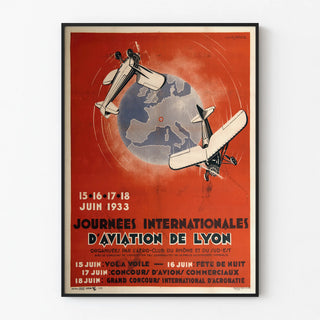Vintage poster for the International Aviation Days of Lyon 1933