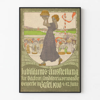 Vintage bakery and pastry shop anniversary poster 1910