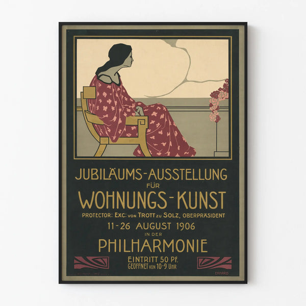 Vintage poster for decorative art exhibition for interior 1906