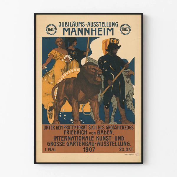 Vintage poster for the international exhibition of art and gardening Mannheim 1907